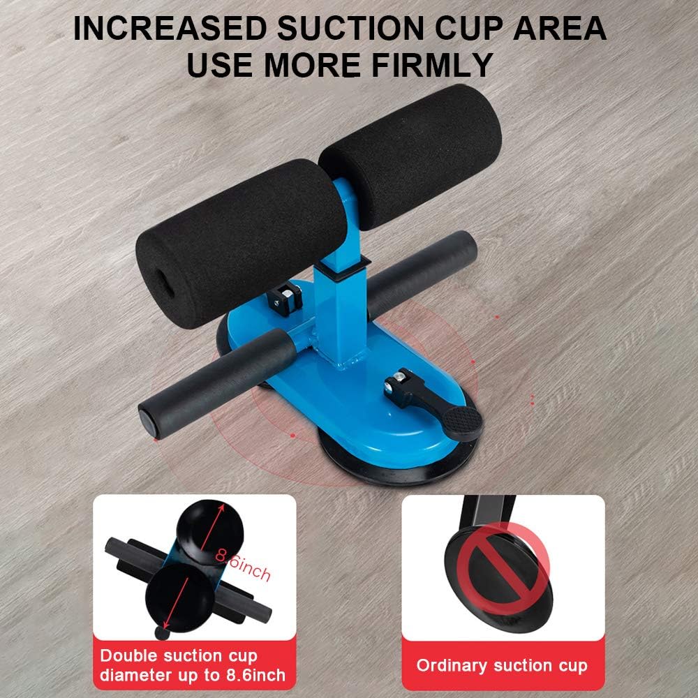 Fesino Upgraded Sit-up Equipment with 2 Suction Cups and 4 Height Adjustments of Muscle Fitness Abdominal Device Suitable for Home Work Travel (Blue) : Sports & Outdoors