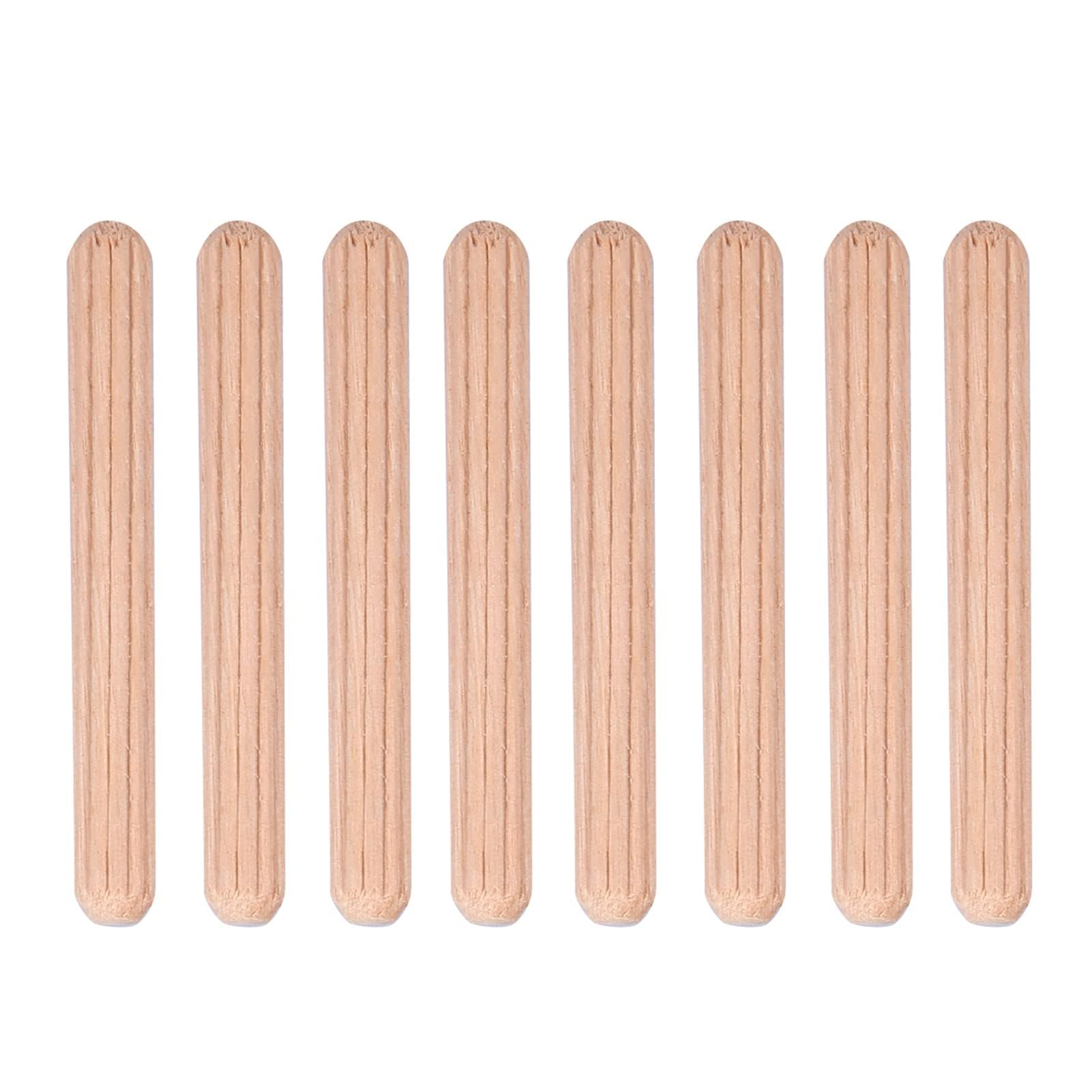 50Pcs Dowels Kallax Cabinet Drawer Round Dowels 101339, Wooden Grooved Fluted Pins Furniture Craft Dowel Pins Rods (M6*50(50PCS))