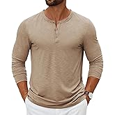 COOFANDY Men's Henley Shirts Long Sleeve Casual Pullover T-Shirt Fashion Basic Button Shirts