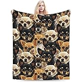 Qycazzw Cute Chihuahua Blanket Gifts for Women Girls Kids Dog Lovers, Puppy Flannel Blankets, Warm Cozy Soft Throw for Bedroom, Camping, Couch, Decor 50x60 in