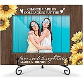 Sunflower Wooden Photo Frame Coworker Gift for Friends Woman Boss Colleague Coworker, Wooden Photo Frame with Iron Stand for Tabletop Desktop Display, Home Table Decor (4x6" Horizontal Photo) - 21