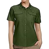 Haimont Women's Sun Protection Fishing Hiking Shirts Button Down Short Sleeve Water Resistant Quick Dry Outdoor