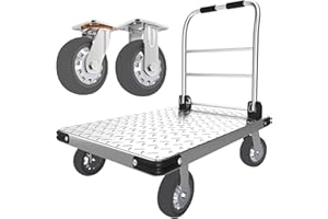 LIFETIME APPLIANCE PARTS 2200 lbs. Capacity Foldable Push Cart Dolly | Moving Platform Hand Truck | Heavy Duty Space Saving Collapsible | Swivel Flat Bed Wagon - Furniture Luggage Lifting