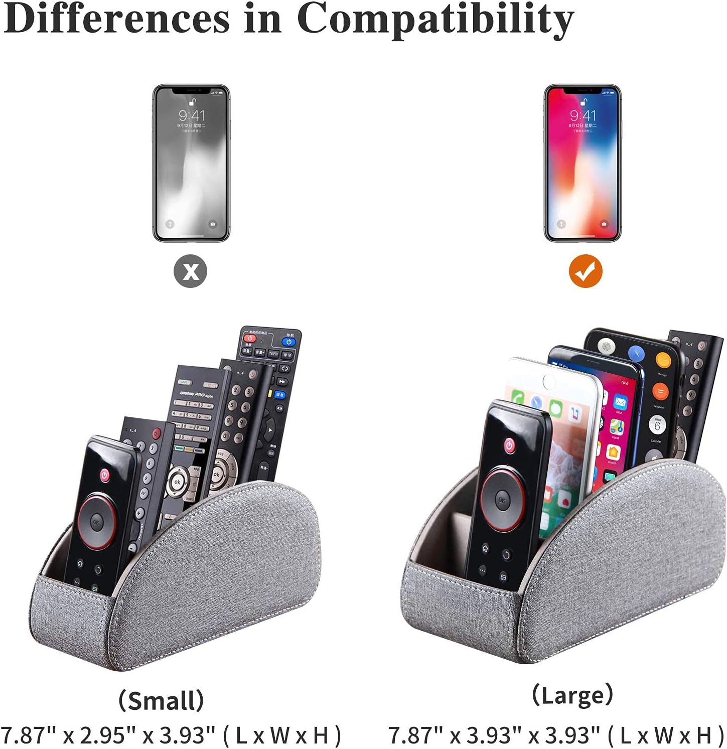 TV Remote Control Holder with 5 Compartments, Pu Leather Remote Caddy/Box/Tray Bedside Table Desk Storage Organizer for DVD, Blu-Ray, Media Player, Heater Controllers and Cosmetics Office Supplies : Office Products