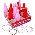 Valentine Bottle Ring Toss Game for Kids Party Activity, Indoor/Outdoor Backyard Yard Carnival Game, Classroom Valentine's Party Games for Kids and Adults Party Supplies by 4E's Novelty, Red, Pink