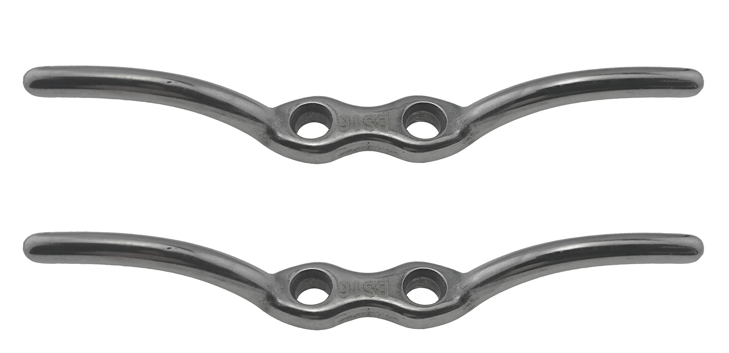 US Stainless Stainless Steel 2 Pieces Stainless Steel 316 Rope Cleat 4.5" Marine Grade Boat Deck or Flagpole