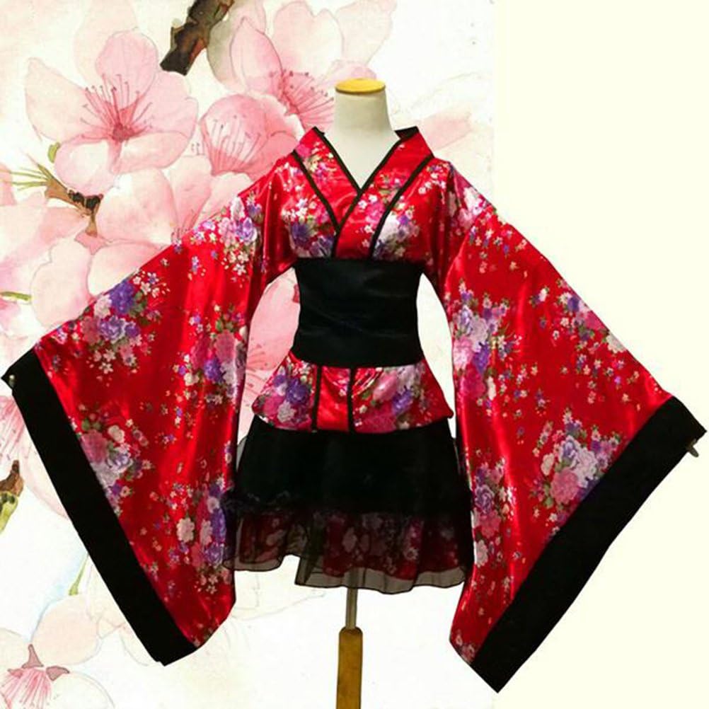 red kimono dress