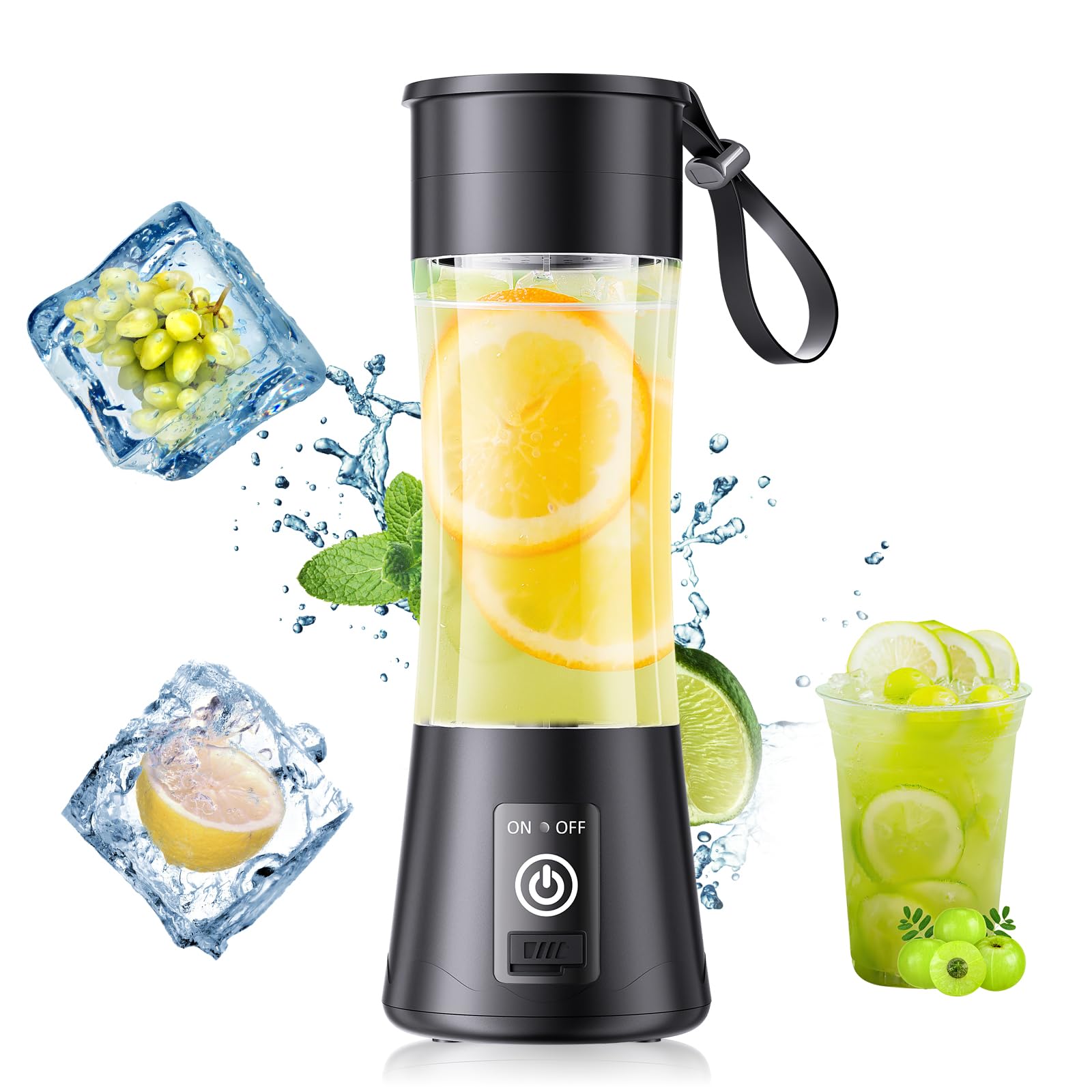 Photo 1 of 12 Oz Cordless Personal Size Portable Blender - Blender for Smoothies with BPA Free Traveling Juice Cup, 6 Blades for Powerful Blending, Suit for Sports/Home