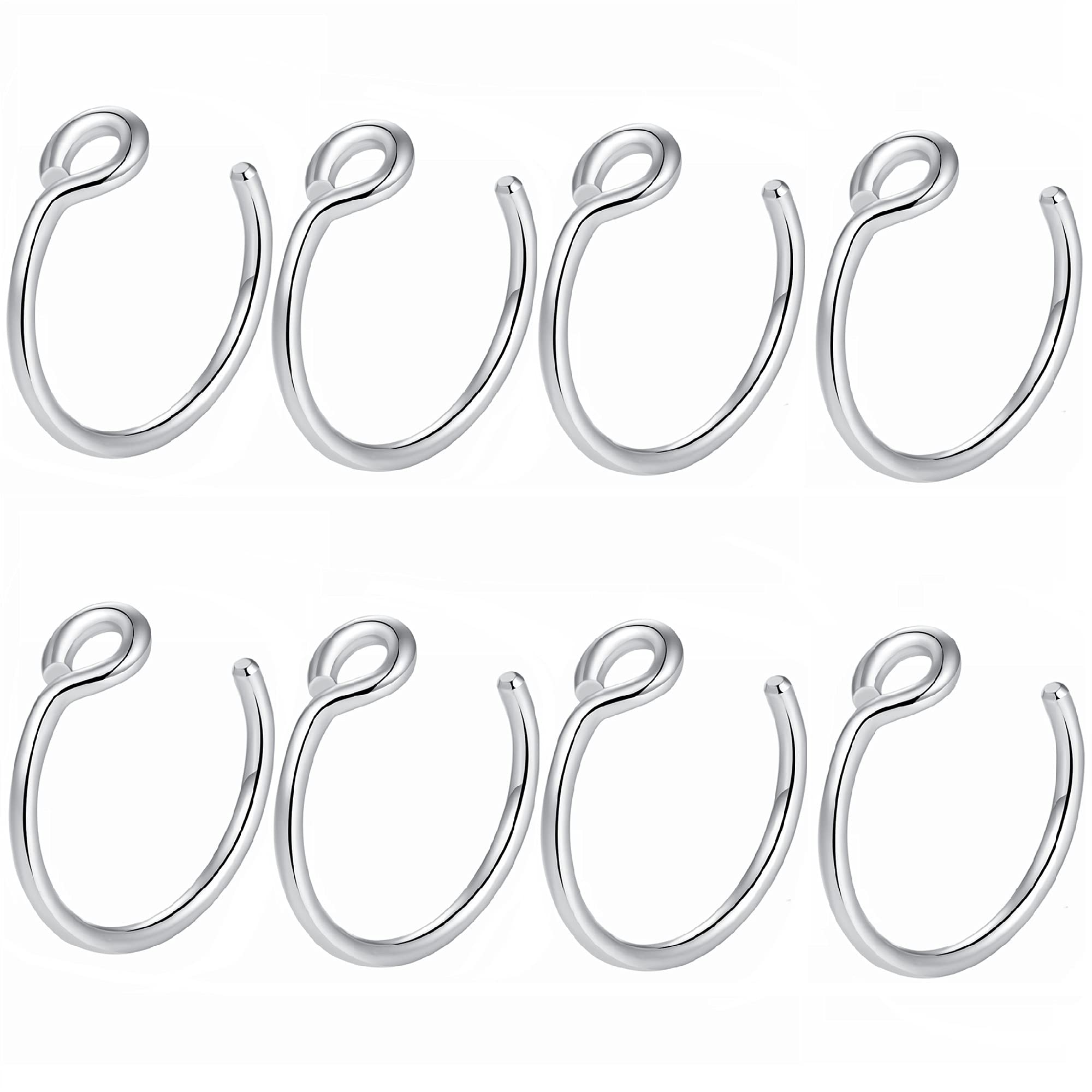 Popuhoops 8pcs 316L Surgical Steel 20g 8mm Septum Nose Rings Hoop Faux Fake Nose Rings 20 Gauge 8mm Nostril Piercing Body Jewelry Silver Stainless Steel Lip Septum Ring for Women Men
