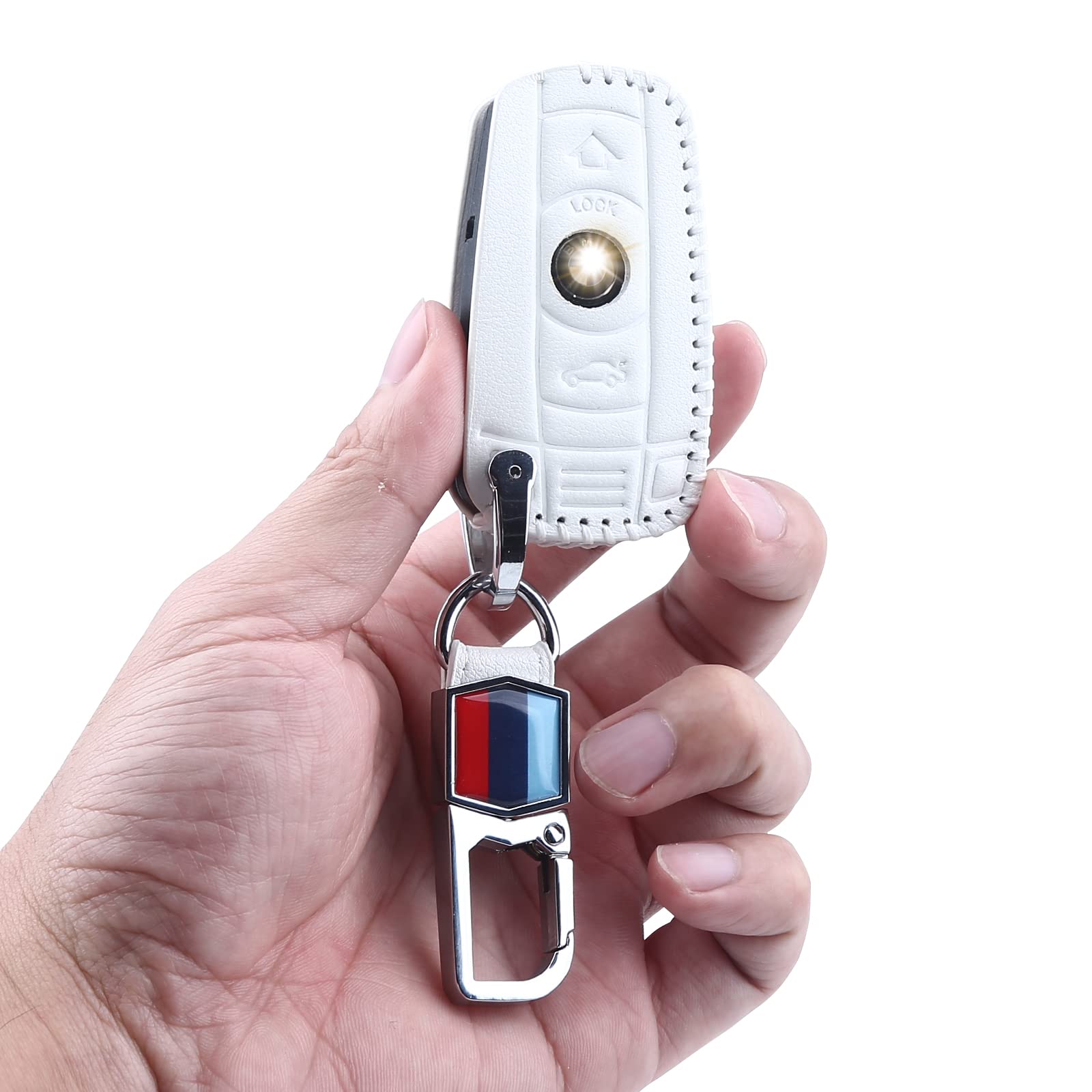 Photo 1 of LCXWZNDY BMW Key Fob Cover for BMW F30 E90 E60 E70 E87 3 5 6 Series M3 M5 X1 X5 X6 Z4 KeyChain Key (White)