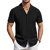 COOFANDY Mens Short Sleeve Shirts Casual Button Down Shirts Cuban Textured Summer Beach Shirts