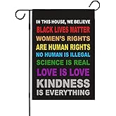 Pride Flag Garden Flags for in This House We Believe Science Is Real Black Lives Matter Vertical Double Sided 12.5"X18" Indoo