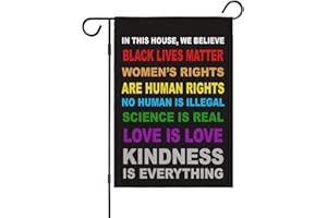 OUXIOAZ Pride Flag Garden Flags for in This House We Believe Science Is Real Black Lives Matter Vertical Double Sided 12.5"X18" Indoor Yard Outdoor Decoration