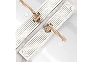 Eormoe Stone Faucet Mat for Kitchen Sink – Diatomite Drying Stone Mat & Sink Protector, Prevent Moisture – Sink Splash Guard Water-Absorbing Stone Tray for Bathroom Counter [Light Grey,23.6" x 3.9"]