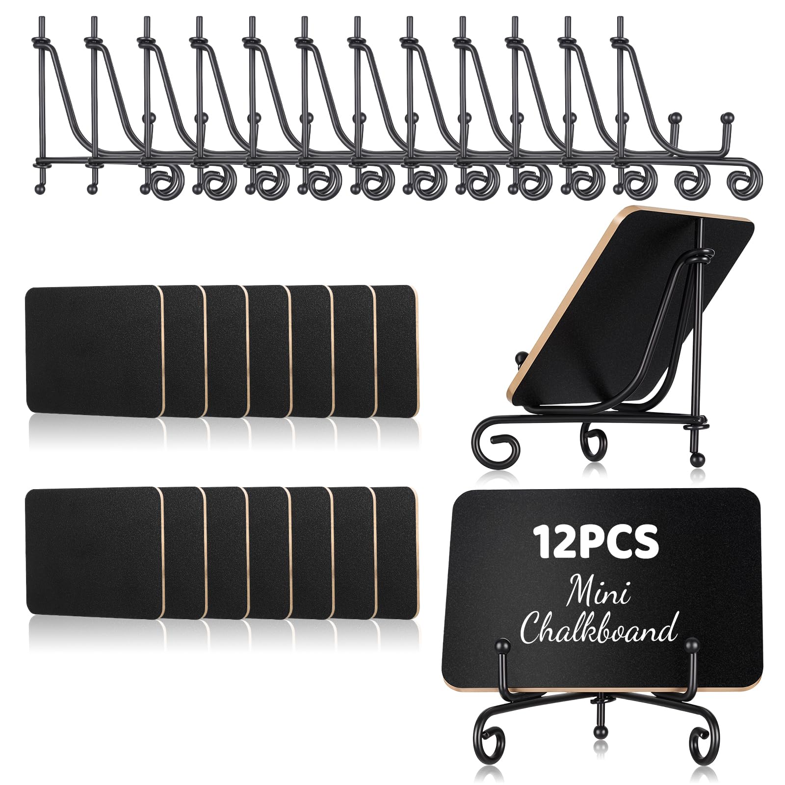 Photo 1 of 12 Pcs Mini Chalkboard Signs for Food Labels 4"x3"Small Chalkboards-Label with Metal Stand Buffet Food-Signs for Party Mini Chalkboard Signs with Stand for Party Bakery