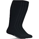 Yomandamor Men's Wide Stretched Top Over The Calf Dress Socks Boot Socks, 4 Pairs L Size, Suits For All Season