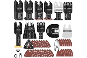 LEILUO 158 Pcs Multitool Blade Kits Cutting and Sandpaper Oscillating Tool Accessories Universal Oscillating Saw Blades with Storage Bag Compatible with DeWalt Makita Dremel and More