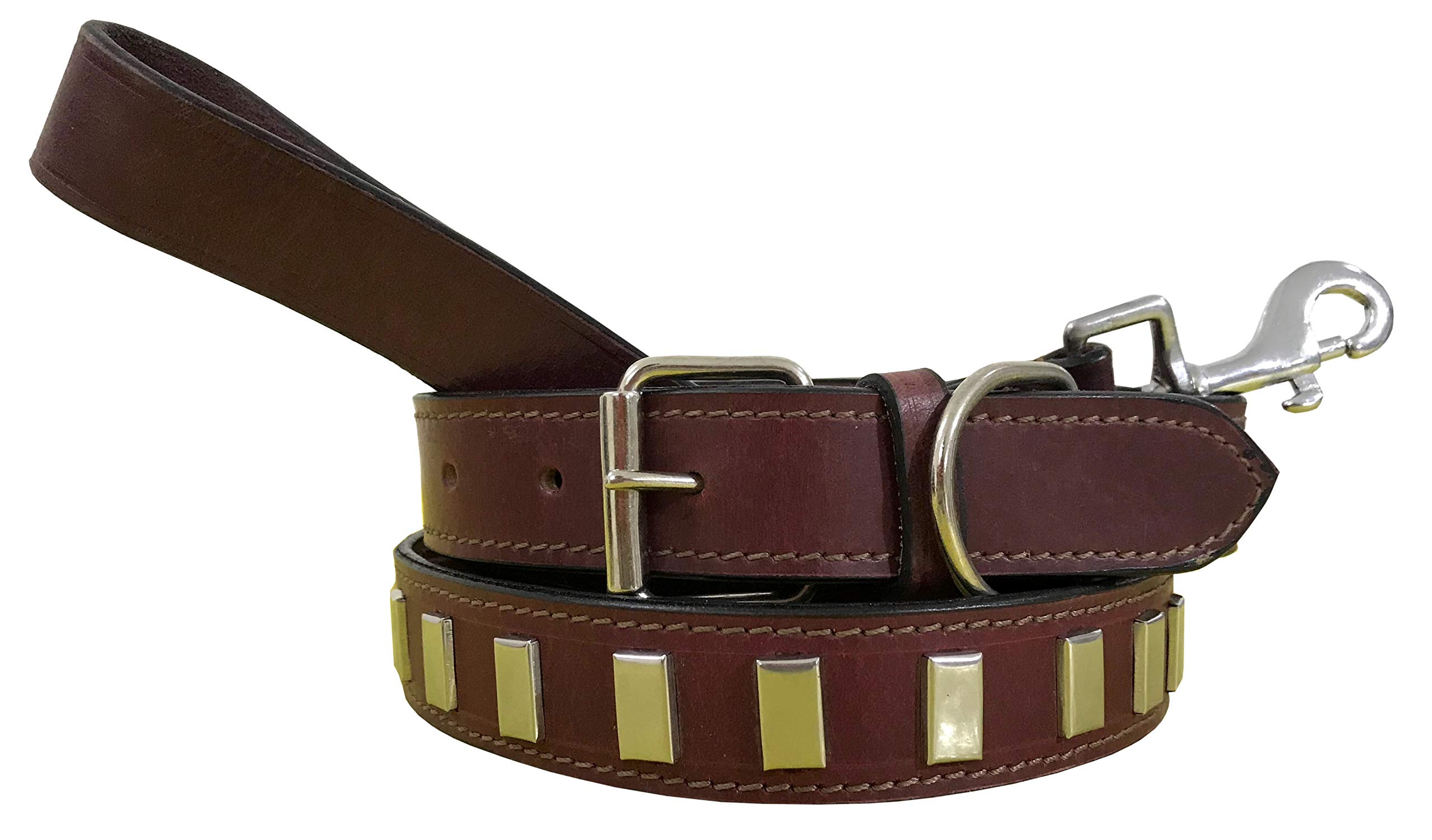 BRADLEY CROMPTON Genuine Leather Matching Pair Dog Collar and Lead Set S
