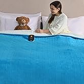 Bearhug Electric Blanket Twin Size 62" × 84", Teal - Velvet & Sherpa Heated Blanket, 10 Heating Levels & 0.5-12H Auto Off, Over-Heat Protect, ETL Certification, Machine Washable