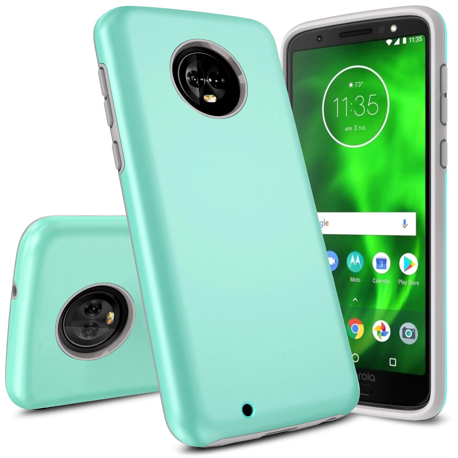 Moto G6 Case, Androgate [Pearl Series] Hybrid Matte Protective Back Cover Bumper Case Motorola Moto G 6th Generation (2018), Mint