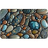Knerova Colorful Pebbles Bath mats Quick Dry Absorbent Bath Rugs Rubber Non Slip Bath Mat for Bathroom Floor Tub Shower Sink 16"×24"