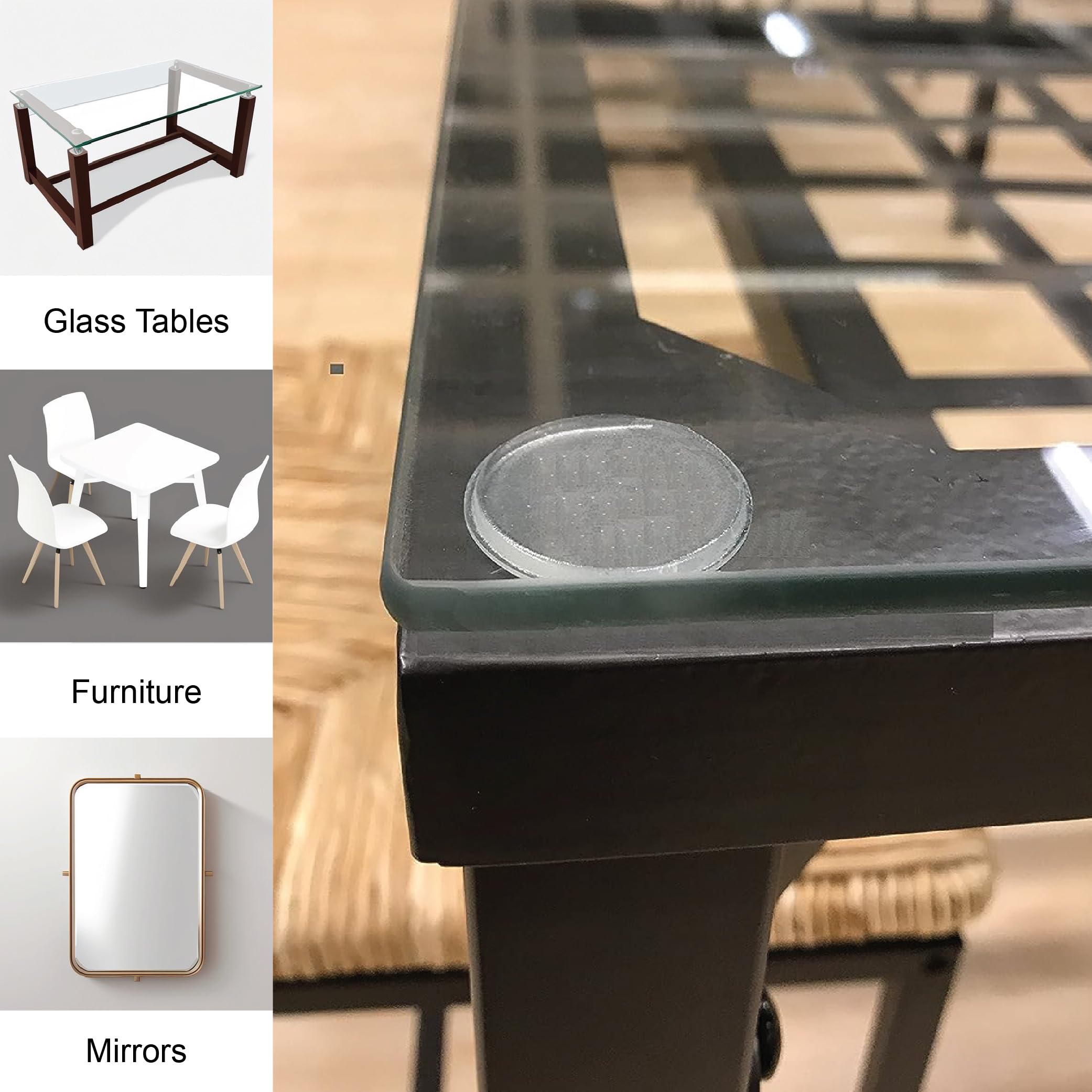 Round Clear Adhesive Bumpers Combo (Large, Medium) - Transparent Self Stick Rubber Pads for Glass Table Top, Furniture, Laptop, Mirrors - 20 PCs