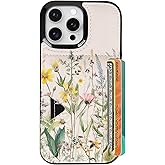 uCOLOR for iPhone 16 Pro Case with Card Holder- Slim Leather Wallet Case Credit Card Holder Moneymate Protective Hidden Card Slot Cover for Women Man 6.3"(Desert Flowers, iPhone 16 Pro)