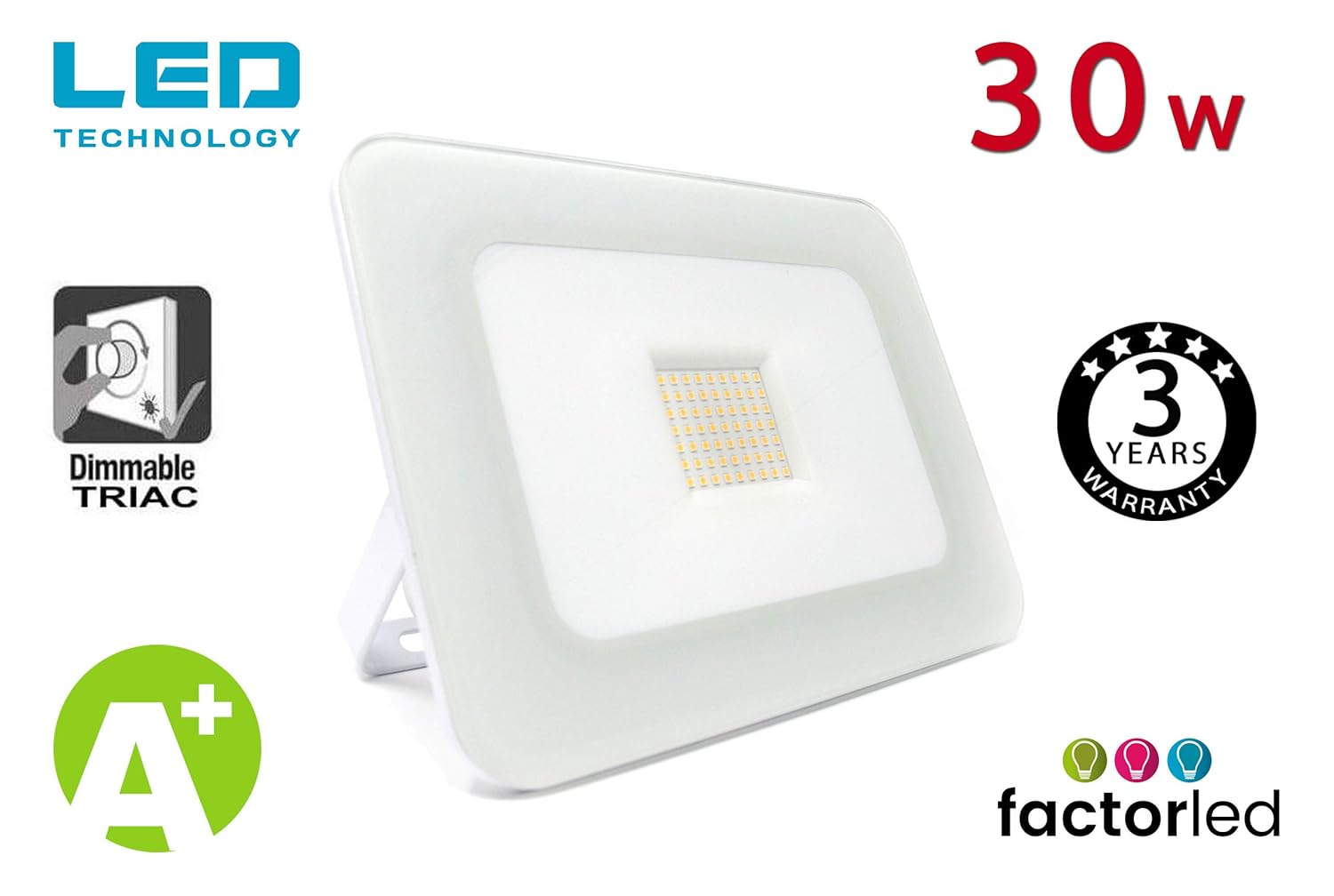 FactorLED Foco Proyector 30W LED Luxury Blanco, Iluminación ...
