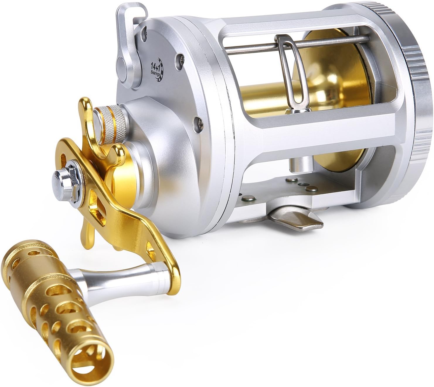One Bass Fishing Reels Level Wind Trolling Reel Conventional Jigging Reel for Saltwater Big Game Fishing-Right Handed