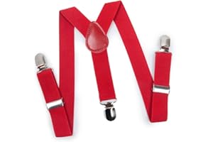 ELENKER Baby Boys Adjustable Elastic Solid Color Suspenders, 1" Wide