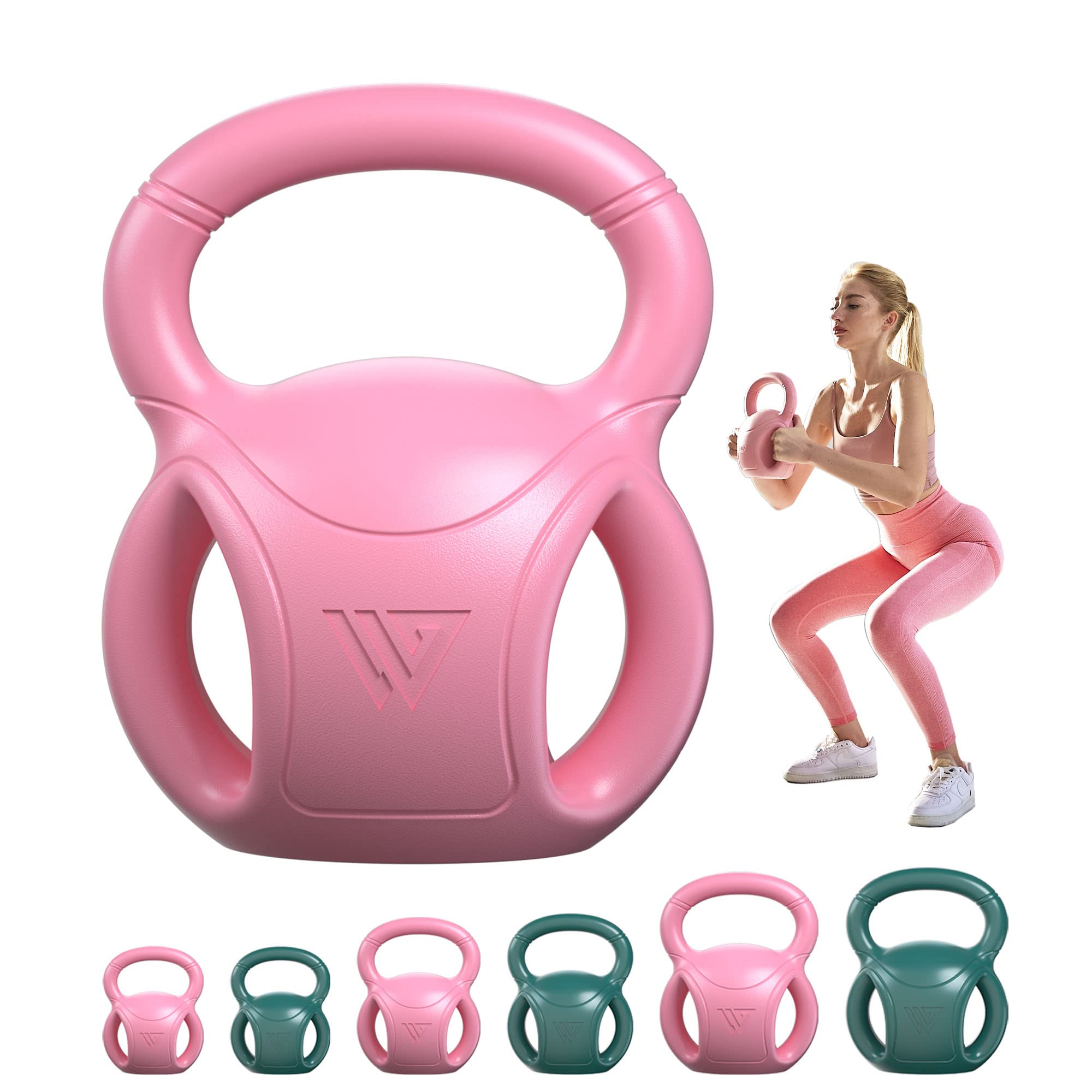 Photo 1 of 20 lb Kettlebell Weight with Three-handles for Russian Twists AB Exercise, Weightlifting and Core Training All-Purpose Fitness Exercise Home Gym [Pink]