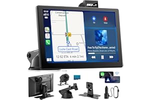 IIWEY IK9 9" Wireless CarPlay & Android Auto Screen, Portable Car Stereo with 4K Dash Cam & 1080p Rear Camera, CarPlay with Backup Camera, Touch Screen GPS Display, Mirror Link, Apple Car Play Screen