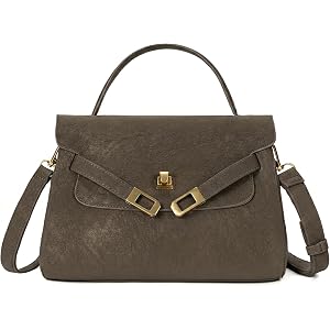 ALEX & MIA Suede Shoulder Bag for Women，Top Handle Flap Handbag with Gold-Tone Lock，Elegant Vintage Purse for Work & Daily