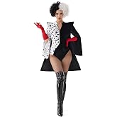 Spooktacular Creations Villain Character Costume, Black and White Dalmatian Shawl, Halloween Costumes for Women Adult 2025