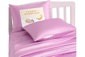 NTBAY Zippered Silk Satin Toddler Pillowcases - 2 Pack Hidden Zipper 13x18 Pillowcases - Luxury and Silky Baby Travel Pillow Covers, Light Pink