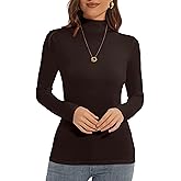 DSPSAM Mock Turtle Neck Long Sleeve Pullover High Neck Undershirt Slim Fit Basic Casual Tee Tops