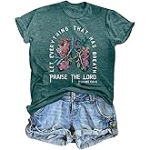 Cayxatiu Christian Shirts for Women Vintage Bible Verse T Shirts Boho Floral Jesus Shirt Wildflowers Graphic Tees Tops