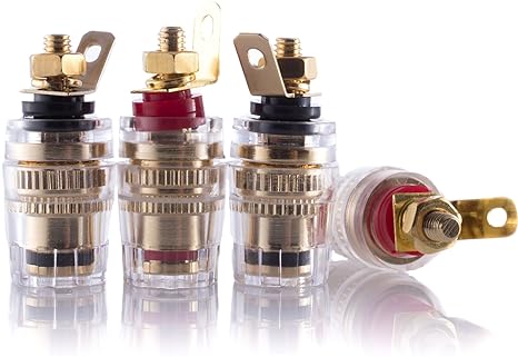 8X Hifi Lab Polklemmen 24-k vergoldet Lautsprecher Terminal Binding Post Bananen-Buchse Audio High-End Anschlussklemmen schra