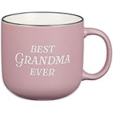 Christian Art Gifts Large Ceramic Microwave/Dishwasher Safe Coffee & Tea Mug for Grandmothers: Best Grandma Ever, Inspirational Psalm Bible Verse Cup for Women, Clean & Lead-free, Pink & White, 14 oz.