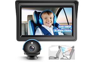 ECOCONUT Car Camera for Baby, 4.3” 1080P HD Screen Baby Car Camera with IR Night Vision, 360° Rotating Adjustable Car Baby Camera for Rear Facing Seat Backseat, Plug and Play Easy Install (Blue)