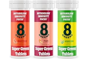 8Greens Supergreens Tablets | Super Greens Powder Superfood Tablet, Metabolism Immunity & Focus, Daily Greens Effervescent Tablets, Organic: Aloe Vera, Spirulina, Chlorella, Variety, 30 Servings