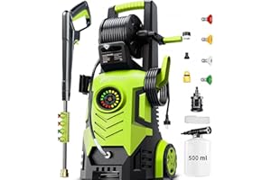 FOTING 2025Upgraded Pressure Washer 5000PSI with Adjustable Touch Screen 8 Level, 34" Tall, 4 Quick Connect Nozzles,Inlet Hose&Filter&500mlFoam Cannon for Cars/Fences/Driveways/Home Cleaning,Yellow