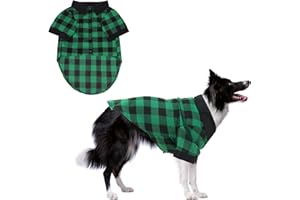 KOOLTAIL Dog Shirt, Christmas Green Plaid Pet Shirts, Black Clash Cute Dog Apparel Clothes Suitable for All Seasons, Comfortable Dogs T-Shirt for Small Medium Large Dogs Cats, Pet Outfit Costume, XL