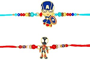 TRENDBELL Set of 2 Rakhi for Small Brothers Designer Rakhi Rakhi for Sister, Rakhi for Little Brother Bhai | Raksha Bandhan Elephant Rakhi for Brother with Greeting card and Roli Chawal (Design6)