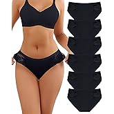 LEVAO Seamless Underwear for Women Lace Cheeky Bikini No Show Hipster Soft Cute Panties 6 Pack S-XXL