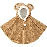 haozaikeji Toddler Girls Hooded Poncho Cape Winter Warm Hoodie Poncho Outdoor Hooded Coat Shawl Car Seat Jacket Outwear