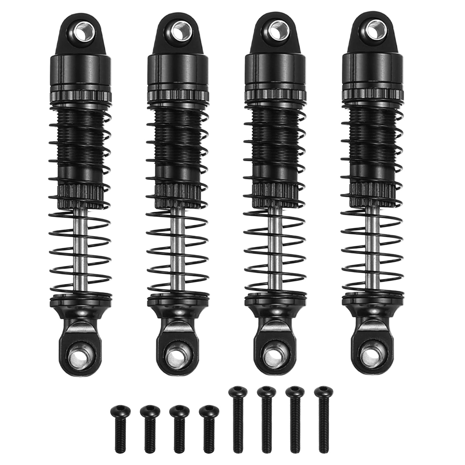 sourcing map RC Shock Absorber 1/18 50mm Aluminum Threaded Front & Rear Shock Absorber Damper Assembled Set for 1/18 RC Car Crawler Racing Truck, Black