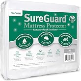 SureGuard Smooth Waterproof Mattress Protector, Twin Size Mattress Cover | Soft Noiseless Breathable Hypoallergenic Washable Mattress Pad, Stretchable Pockets fit Bed 6-18" Deep (Smooth Cotton)