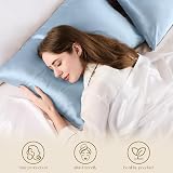 ZIMASILK 100% Mulberry Silk Pillowcase 600 Thread Count 50x75 cm Light Blue view 4