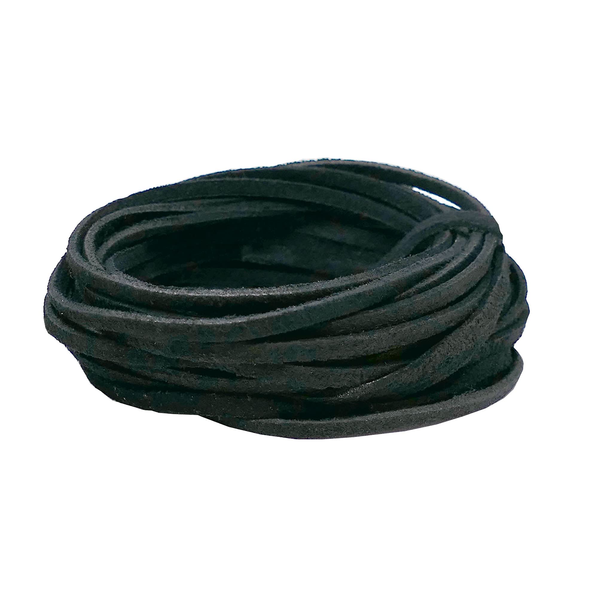 3mm Flat Real Leather Black 2 Metres, Suede Thong Cord String, Necklace/Bracelet